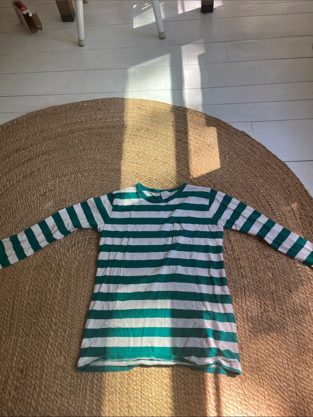 Crewcuts Green & White Striped Long-Sleeve Tee